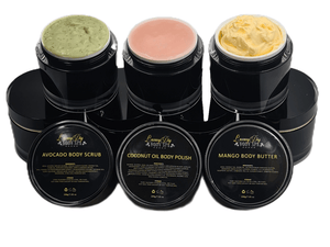 Moisturizer & Hydration Body Kit from Luxury DIY Body Spa come in a luxurious 200g black jar with gold trim. The kit consist of 3 items a body scrub, body polish and body butter. Moisturizer & Hydration Body Kit from Luxury DIY Body Spa come in a luxurious 200g black jar with gold trim. The kit consist of 3 items a body scrub, body polish and body butter.