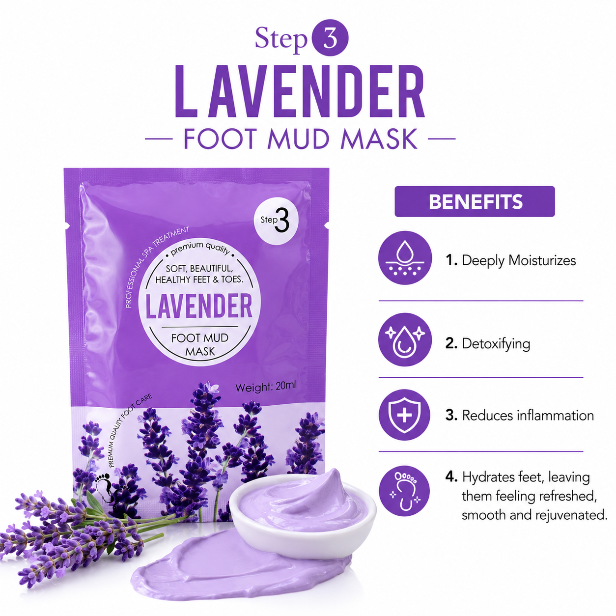 Lavender 4-Step Pedicure Kit – Relax, Refresh & Restore Tired Feet