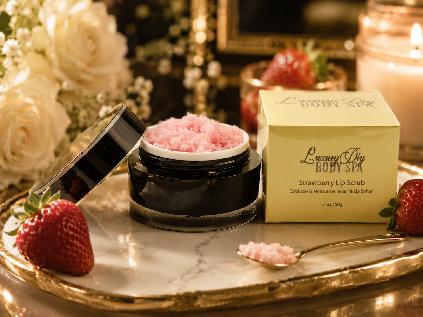Strawberry Kiss Repair & Moisturizing Lip Scrub – Smooth, Soft & Kissable Lips
