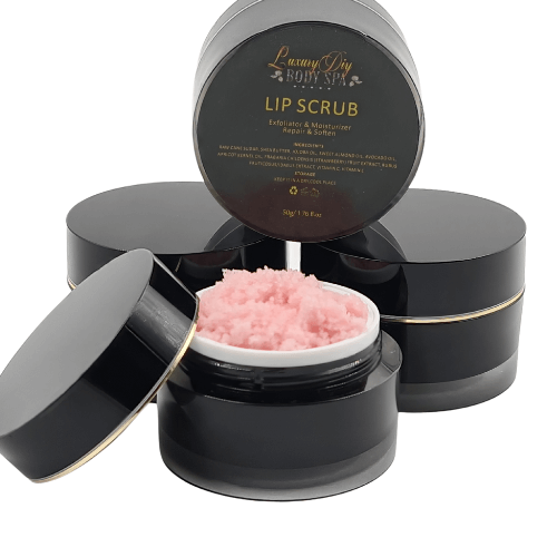 pink sugar lip scrub a luxurious 50g black jar with gold trim