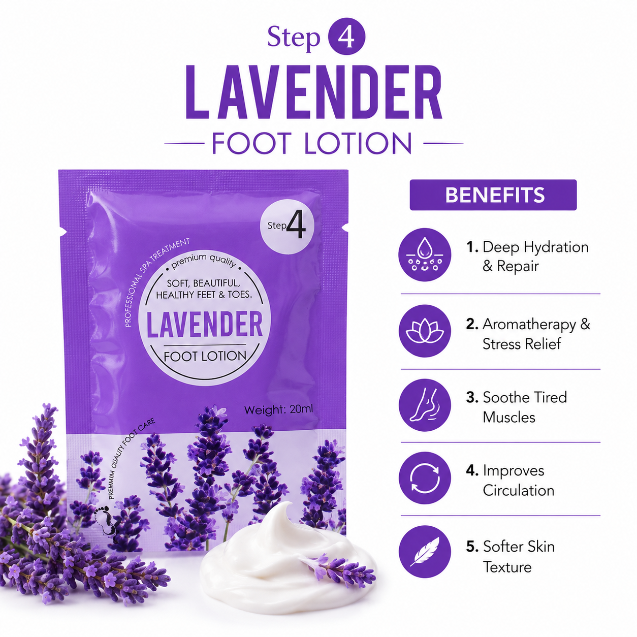 Lavender 4-Step Pedicure Kit – Relax, Refresh & Restore Tired Feet
