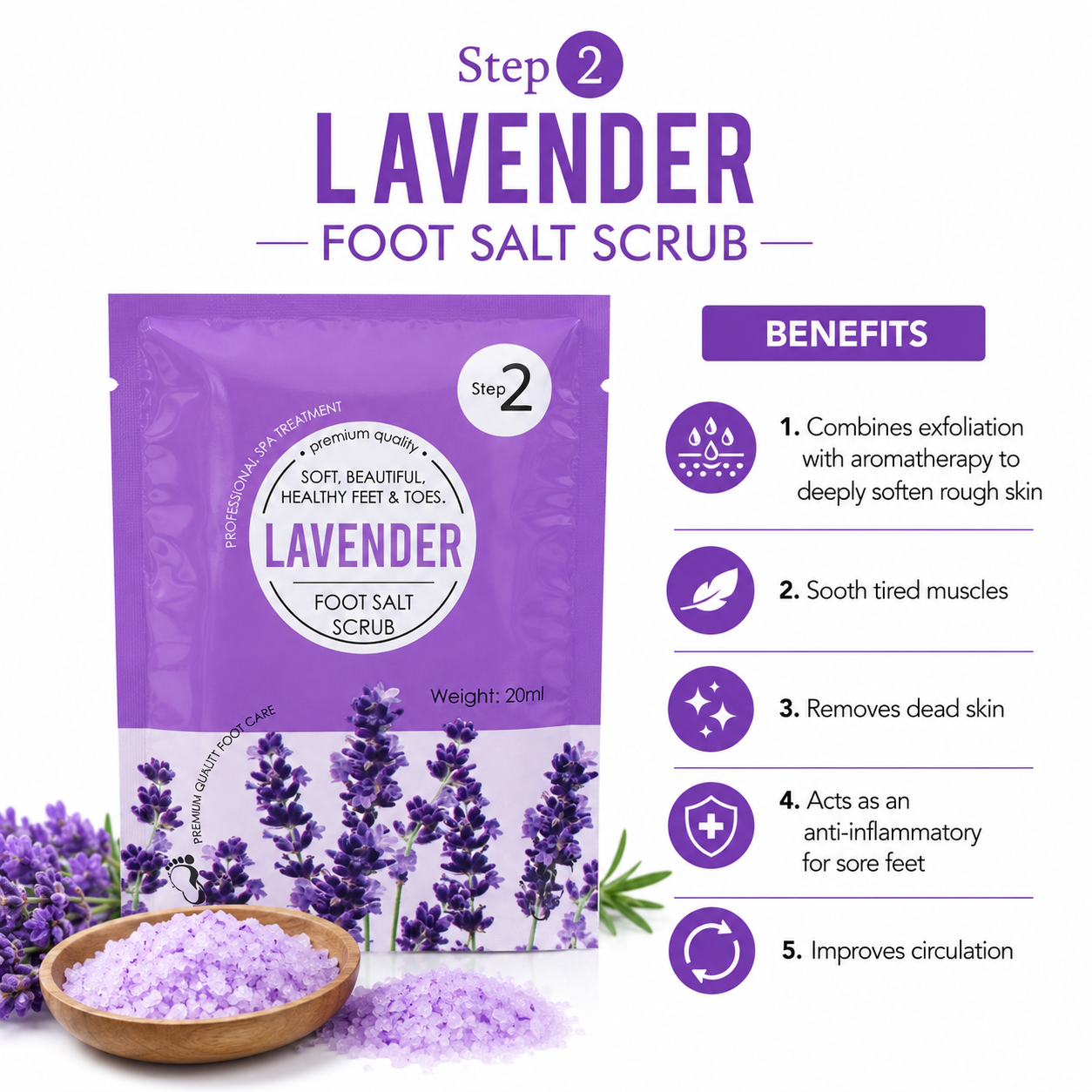 Lavender 4-Step Pedicure Kit – Relax, Refresh & Restore Tired Feet